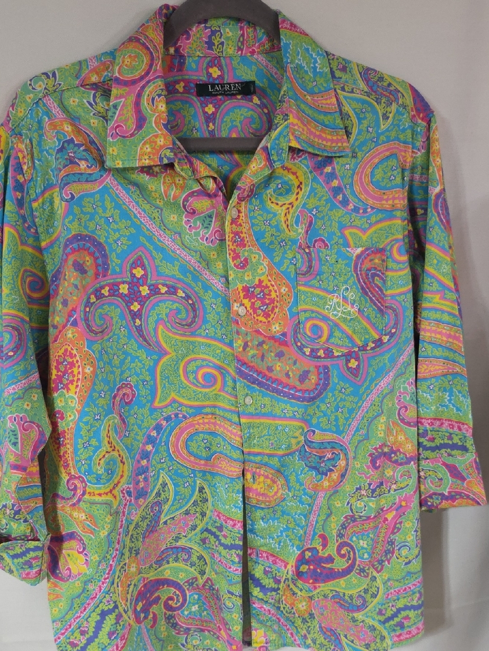 Lauren Ralph Lauren Multicolor Paisley Button-Down Shirt in Green, Blue, Pink